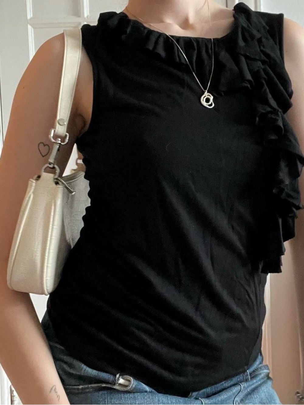 Size Small Black Jessica Ruffle Tank Top - Picture 2 of 6